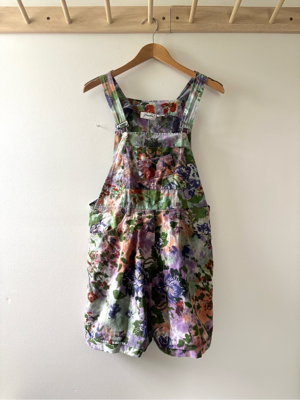 Vintage Watercolour Floral Print Overall Shorts